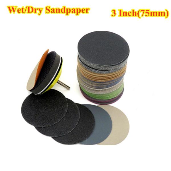 

sanders 30pcs 3 inch(75mm) silicon carbide hook&loop flocking waterproof sanding discs for wet/dry round abrasive sandpaper