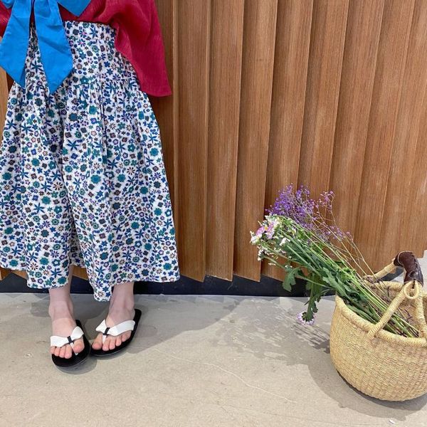 

arrvial girls fashion floral pants kids wide leg trousers, Blue