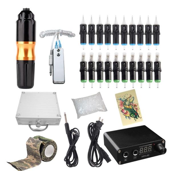 

tattoo guns kits professional rotary pen cartridge needles sets power supply with carrier box