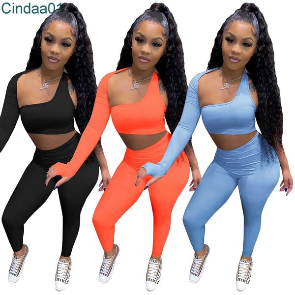 Women Tracksuits Two Pieces Set Deisgner Outfits Slim Sexy Solid Colour Autumn Winter Hollowed Out Long Sleeve Leggings Sports Suits