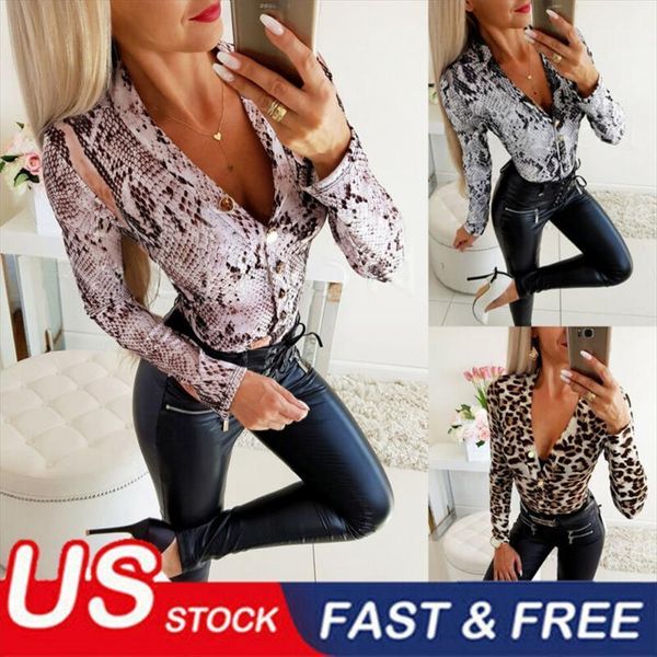 

long sleeve loose snake skin women shirts print casual button down blouse, White