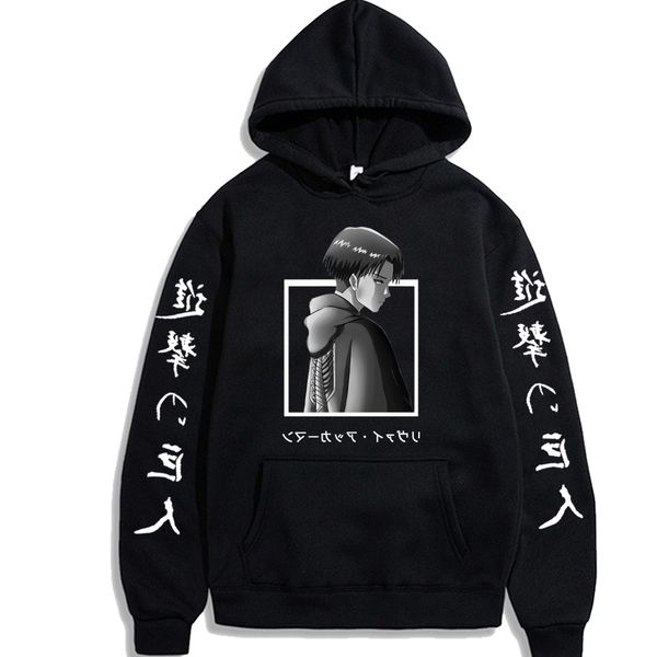 

men's hoodies & sweatshirts anime attack on titan, long-sleeve shirt with a man's hood t05q, Black