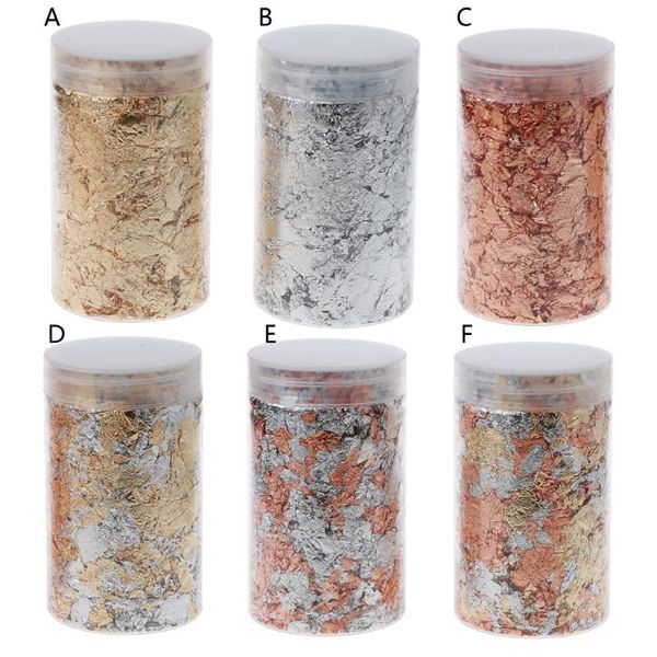 

10g gold silver gilding flakes metallic foil flake glitters resin fillings craft nail art decorations, Silver;gold