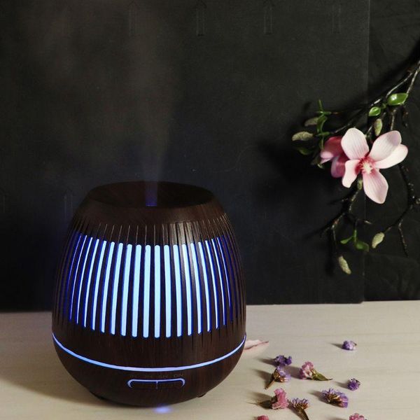 

400ml hollow humidifier wood grain remote control ultrasonic air aroma purifier with 7 color led lights electric humidifiers