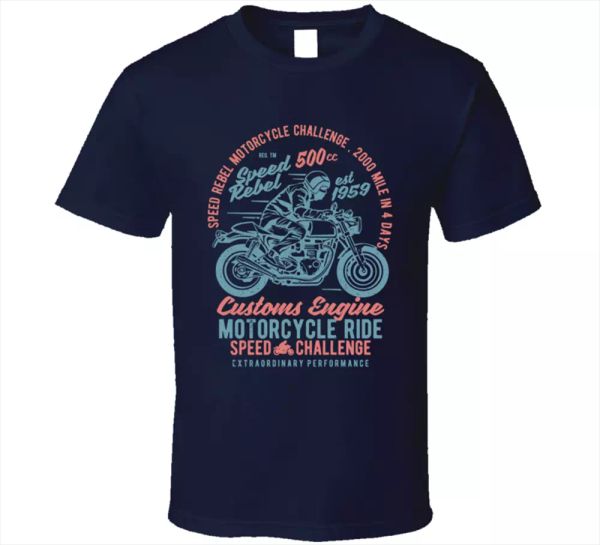 

motorcycle speed rebel vintage challenge classic ride club bike mens t-shirt new, White;black