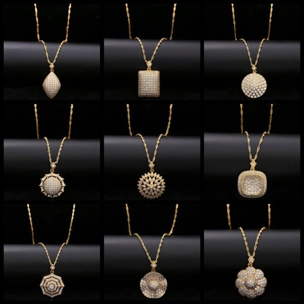 

pendant necklaces 10pcs vintage geometric pendants chain choker necklace for women gold/silver color fashion luxury zirconia jewelry