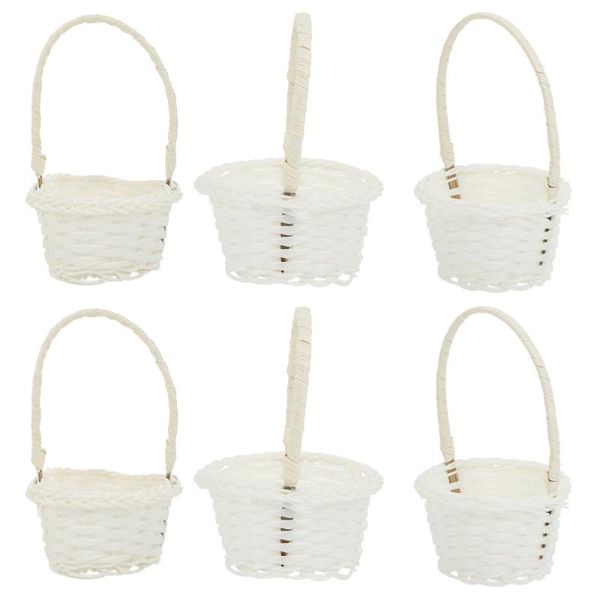 

storage baskets 1 set 6pcs craft adornments mini woven portable (white)