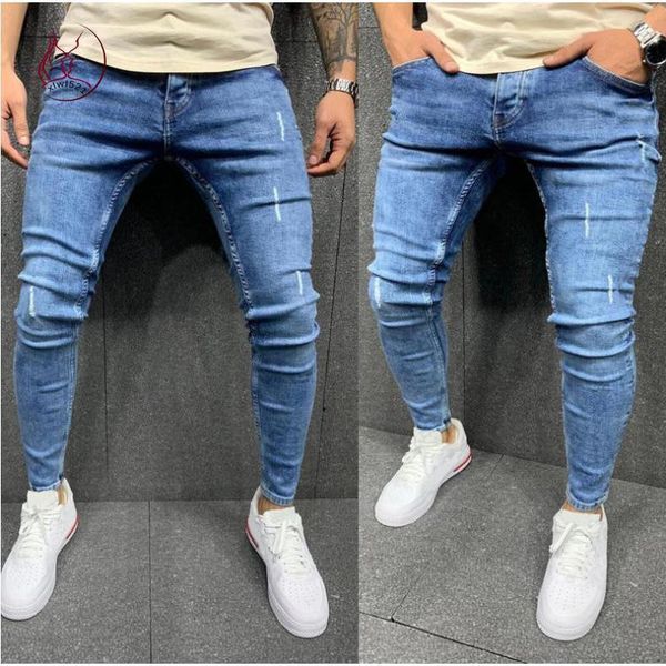

men's jeans 2 colors plus size retro men boyfriend tight mens patchwork streetwear street stretch bleu gray clothing, Blue