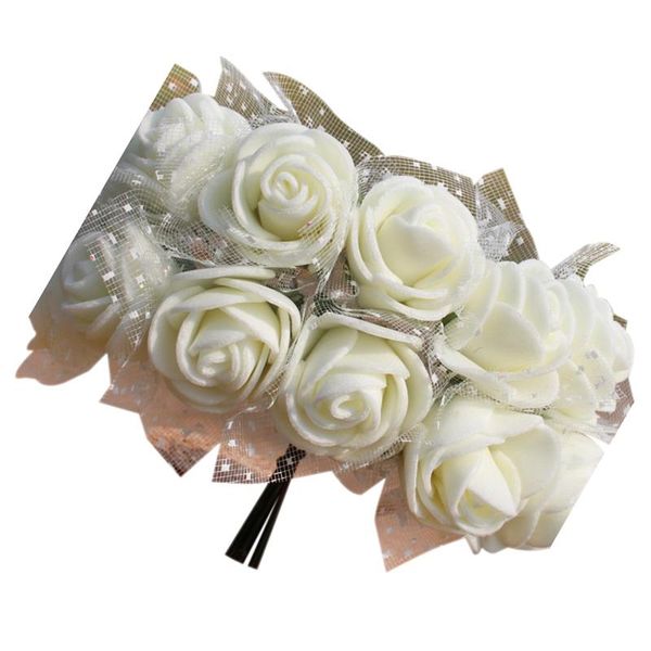 

decorative flowers & wreaths 144pcs/lot 2cm diy pe artificial rose head with mesh wedding home bouquet accessories(
