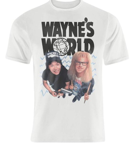 

r2 awesome wayne's world cult movie 100% cotton soft t-shirt white, White;black