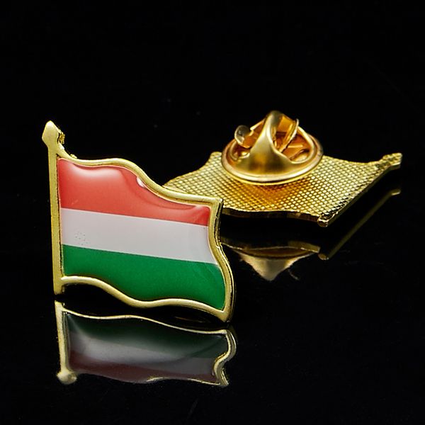 

30pcs exquisite hungary flag lapel pin solid gold plated metal craft brooch