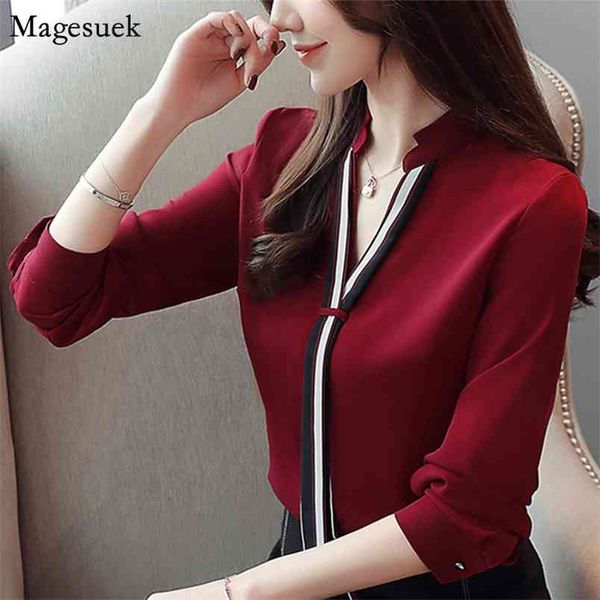 

fashion blouse women chiffon office lady casual pullover long sleeve white shirt blouses blusas mujer 6469 50 210512