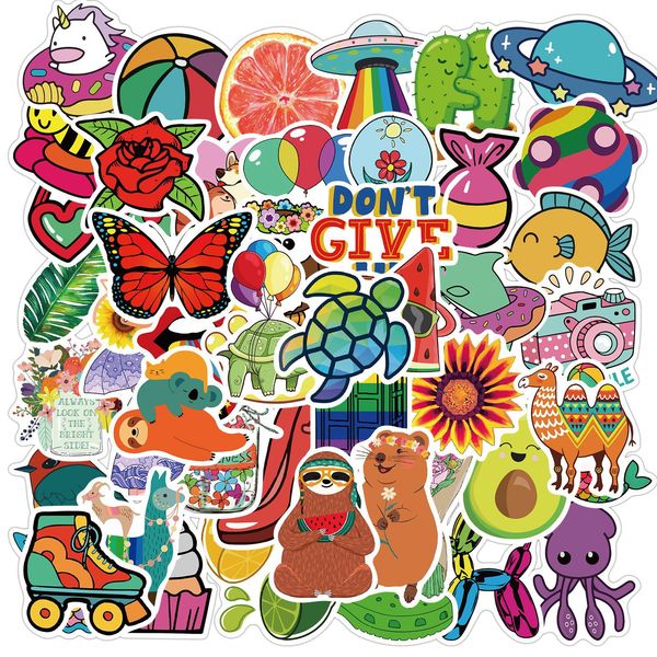 

50 pcs mixed graffiti colored cartoon summer kateboard stickers for car lapfridge helmet pad bicycle bike motorcycle ps4 book guitar pvc dec