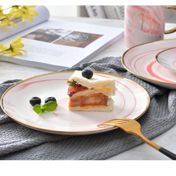 

dishes & plates 10 inch plate phnom penh ceramics marble dessert tray snack kitchen tableware (cherry)