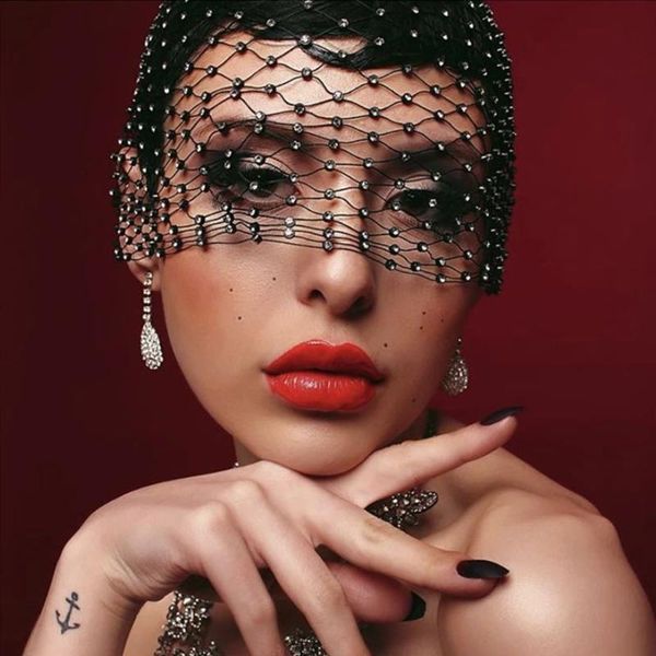 

bridal veils black headband veil for crystal birdcage tulle rhinestone women elegant fascinators wedding accessories