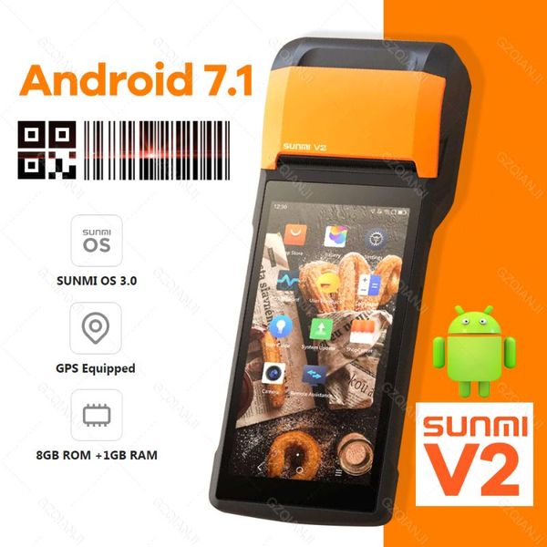 

printers terminal v2 pda android handheld restaurant shop cash registers wireless bill machine 58mm thermal printer mobile 4g