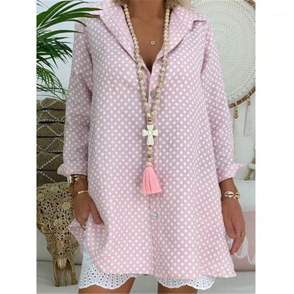 

women's blouses & shirts summer loose casual dot blouse long sleeve polka shirt beach ol ladies' plus size s-3xl, White