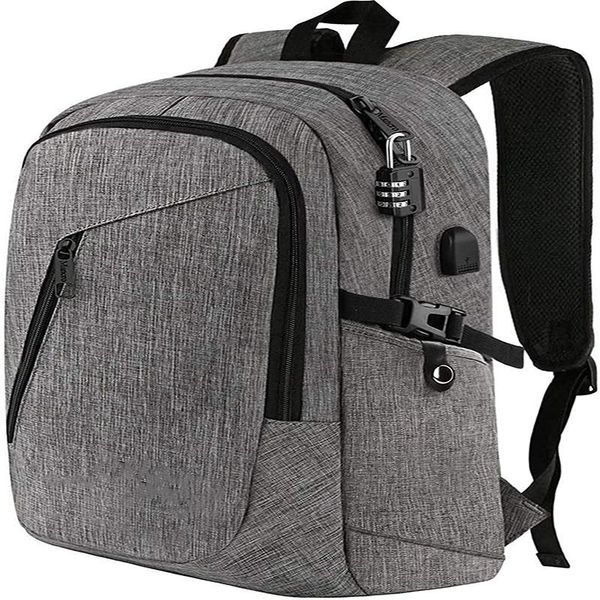 Rucksack-Laptop mit USB-Ladeanschluss, passend für 15,6-Zoll-Anti-Diebstahl-College-Schule-Büchertasche