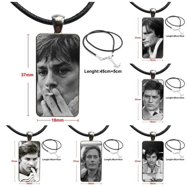 

pendant necklaces alain delon for party gift design fashion vintage glass women rectangle necklace pendants, Silver