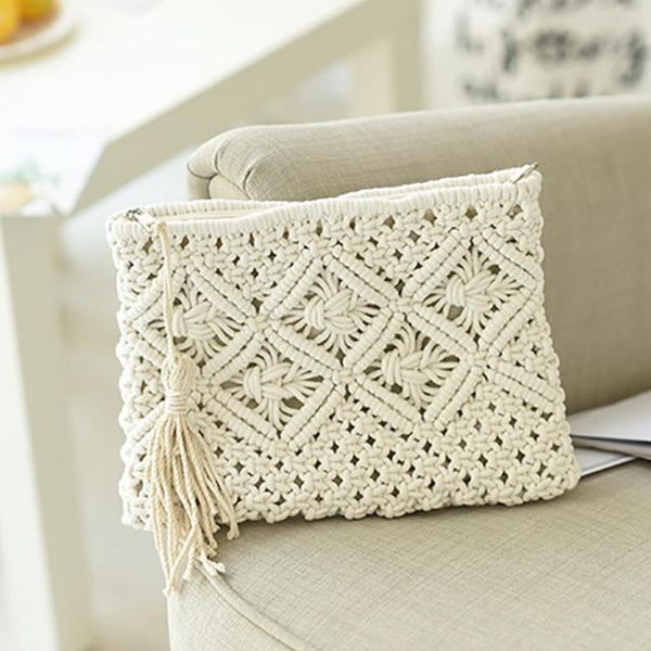 

evening bags women's bohemian style straw woven day clutches fashionable simple tassel causal handbag vintage beach bag for women girl