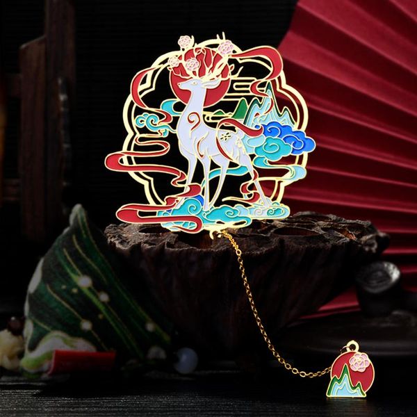 

bookmark chinese style calligraphy painting group fan book clip pagination mark metal tassel stationery school office supply