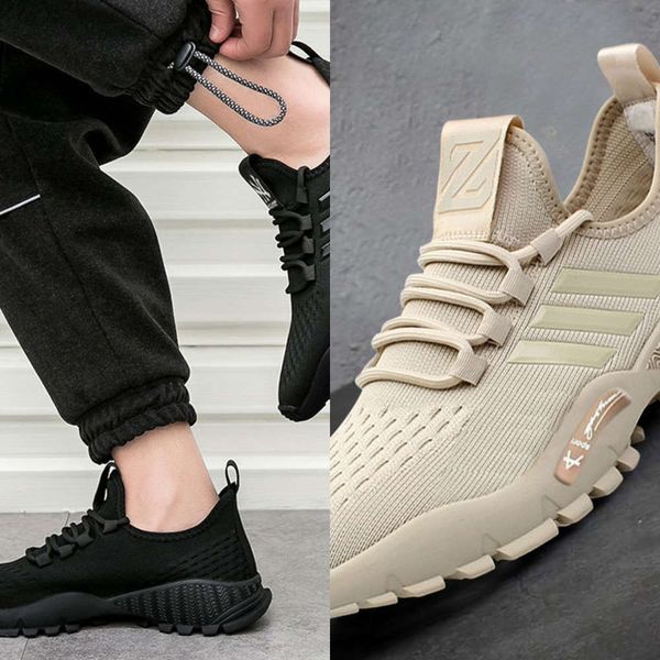 

casual shoes 2021 new light casual shoes men's sports flying mesh casual summer 9okz, Black