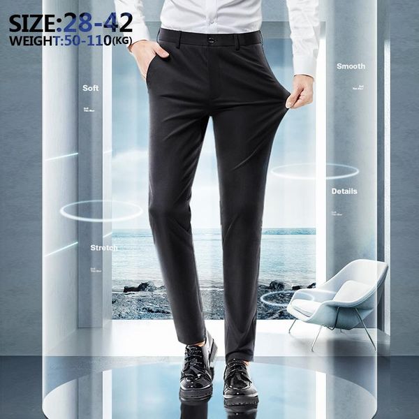 

jantour brand dress pants men formal slim fit suit business casual wedding thin men's black trousers large size 40 42