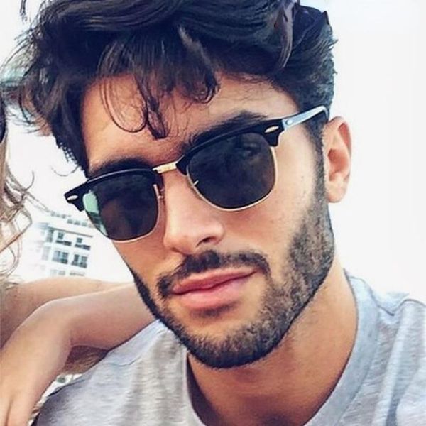 

sunglasses classic semi-rimless men's women 2021 square polarized sun glasses men gafas uv400 retro eyewear, White;black