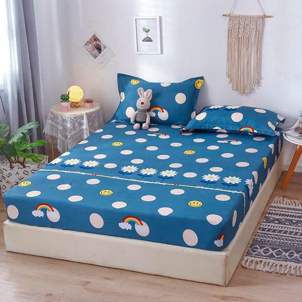 

sheets & sets 2021 3 pcs bed on elastic cartoon rainbow fitted sheet for kids sabanas de cama 150 single linen with