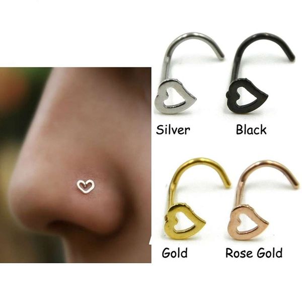 

love nose nail stainless steel s-shaped curved angle ring piercing jewelry