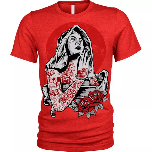 

virgin mary t-shirt tattoo tattooed man alternative, White;black