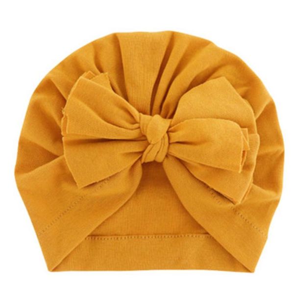 

caps & hats toddler baby girls boys bow hat knitted rib cotton turban knot cap solid color headwear accessories 18 random colors, Yellow
