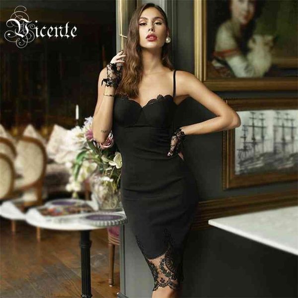 

chic lace splicing design slip dress sleeveless celebrity party club bandage 210520, Black;gray
