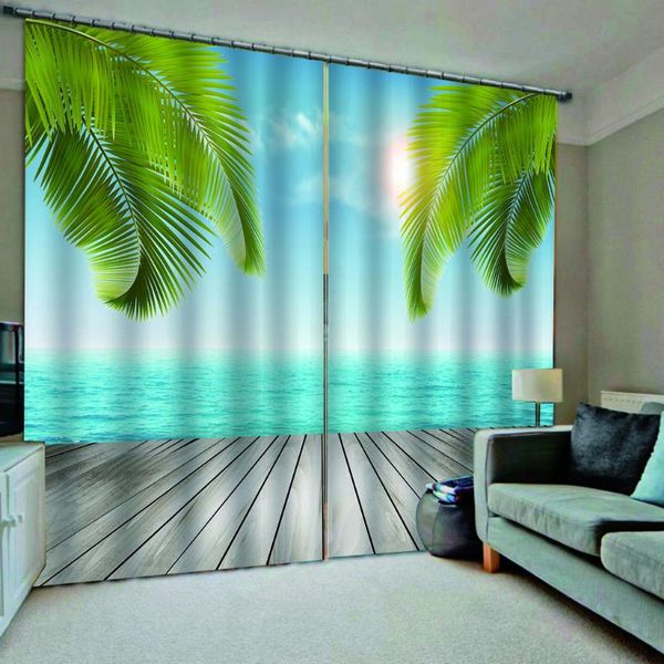 

curtain & drapes blue seaside 3d stereo curtains bay window balcony thickened windshield blackout
