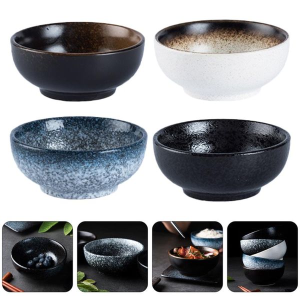 

bowls 4pcs ceramic rice bowl classical container kitchen tableware random color
