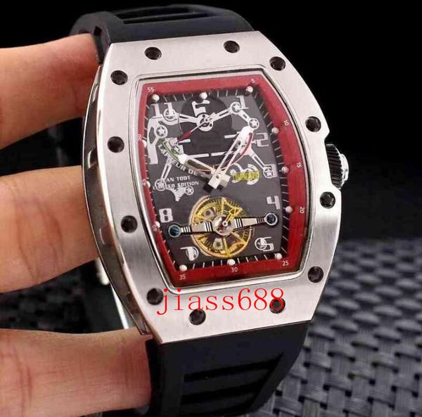 

luxury automatic watch mechanical skeleton black rose gold camouflage rubber men stainless steel watch, Slivery;brown