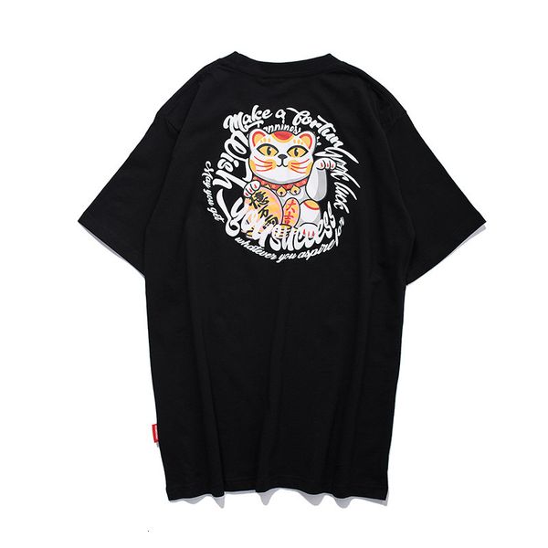 

men's t-shirts casual men short sleeve printed tee 2021 summer new japanese style t shirts harajuku white black plus size clot