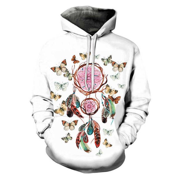 

3d digital printing long sleeve hooded men's tide brand sweater, Black