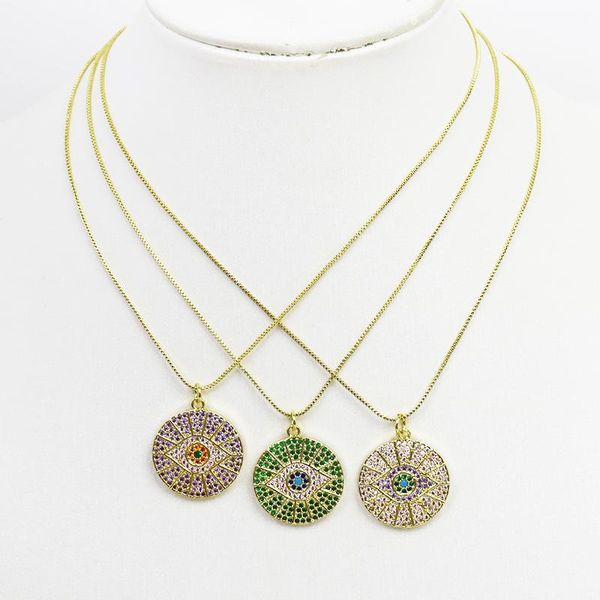 

pendant necklaces 5 pcs round zircon necklace eyes shape jewelry accessories gift 7442, Silver