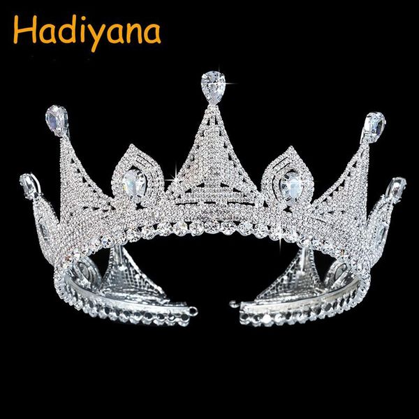 

hair clips & barrettes tiara and crown hadiyana headband crystal fashion bridal accessories wedding women bc3751 zircon jewelry princ, Golden;silver