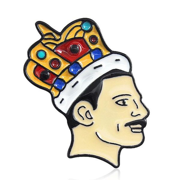 

pins, brooches queen rock band freddie mercury talent handsome lead singer and pianist enamel badge brooch, Gray