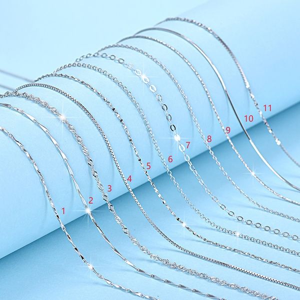 Platin Kaplama S925 Ayar Gümüş Tasarım Moda O Zincir Kutusu Zincirleri Istakoz Toka Kablo Bağlantı Kolye Lady Kadınlar Kız 16 '' '18 