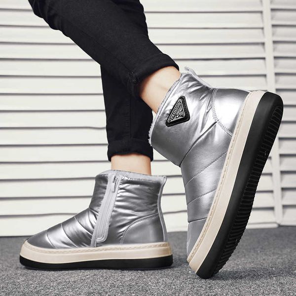 

snow boots 2021 winter personalized fashion outdoor men's sho warm high psh casual cotton, Black
