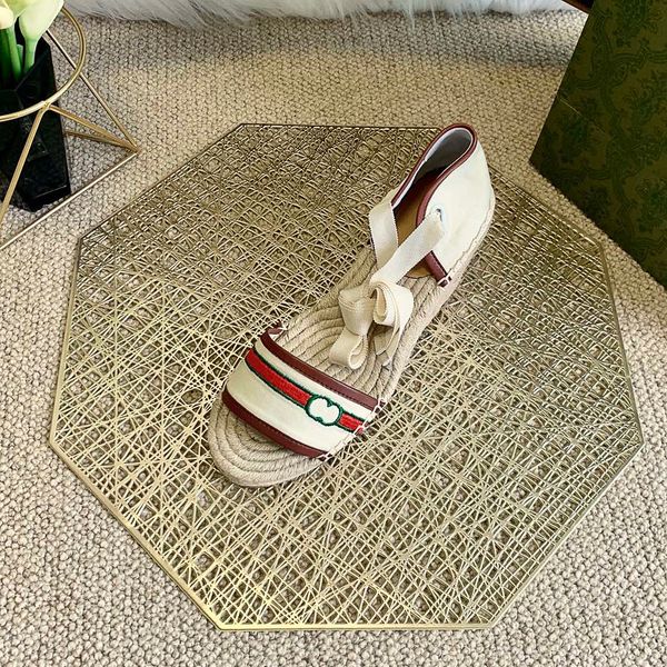 

2021 women luxury designer leisure shoes with straw flax wedge sole quality sneakers size eur 35-41 with box recipt dust bag, Black