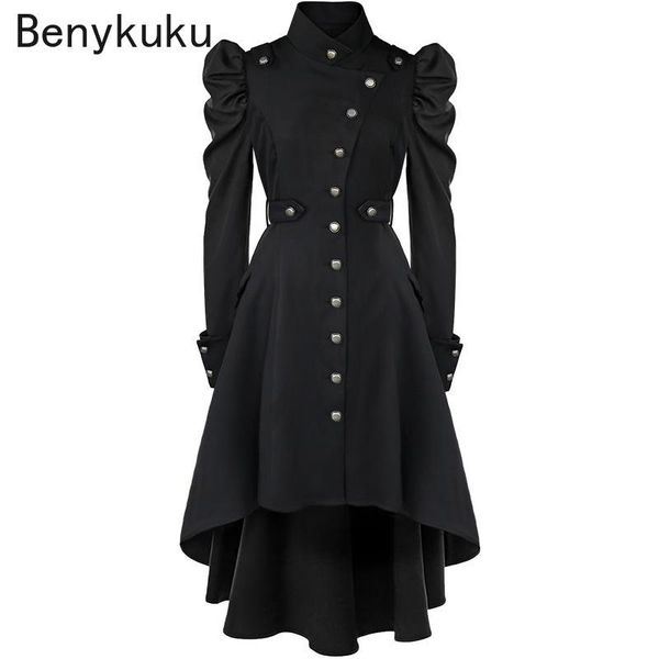 

women's trench coats halloween coat single breasted women jackets winter jacket slim british style long windbreaker goth clothes, Tan;black