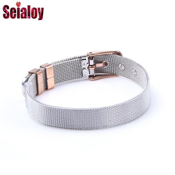 

charm bracelets seialoy 10mm stainless steel two-color mesh belt fit original strap bangle jewelry accessories, Golden;silver