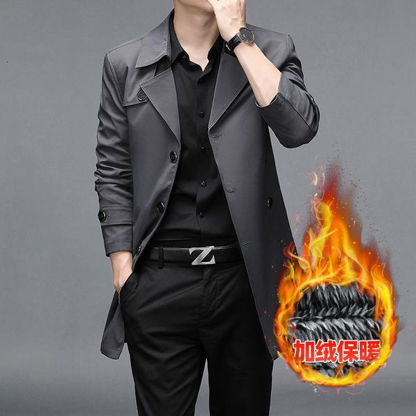 

men's trench coats long wool male business quality coat of big yards casual standard turn-down collar, Tan;black