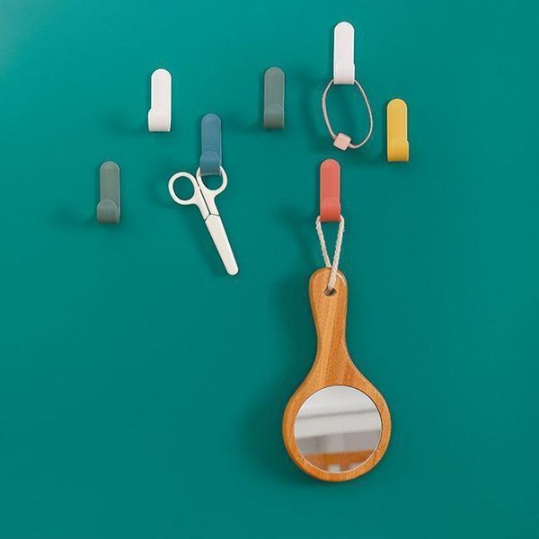 

6pcs/set towel hooks plastic door hangers self adhesive wall organizer home decor & rails