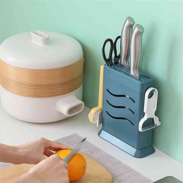 Suporte de faca de cozinha de armazenamento de plástico para estante de suporte de montagem com gancho 20cm * 17cm 210423