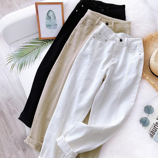 

womens capri s xxl spring autumn high waist women crop harem trousers solid peg leg fly pants casual workwear carrot, Black;white